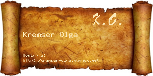 Kremser Olga névjegykártya